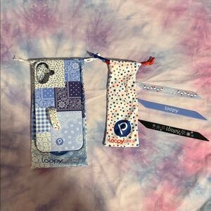 Loopy Case Kids Blue Patchwork & Star Drawstring Pouches with Wrist Strap